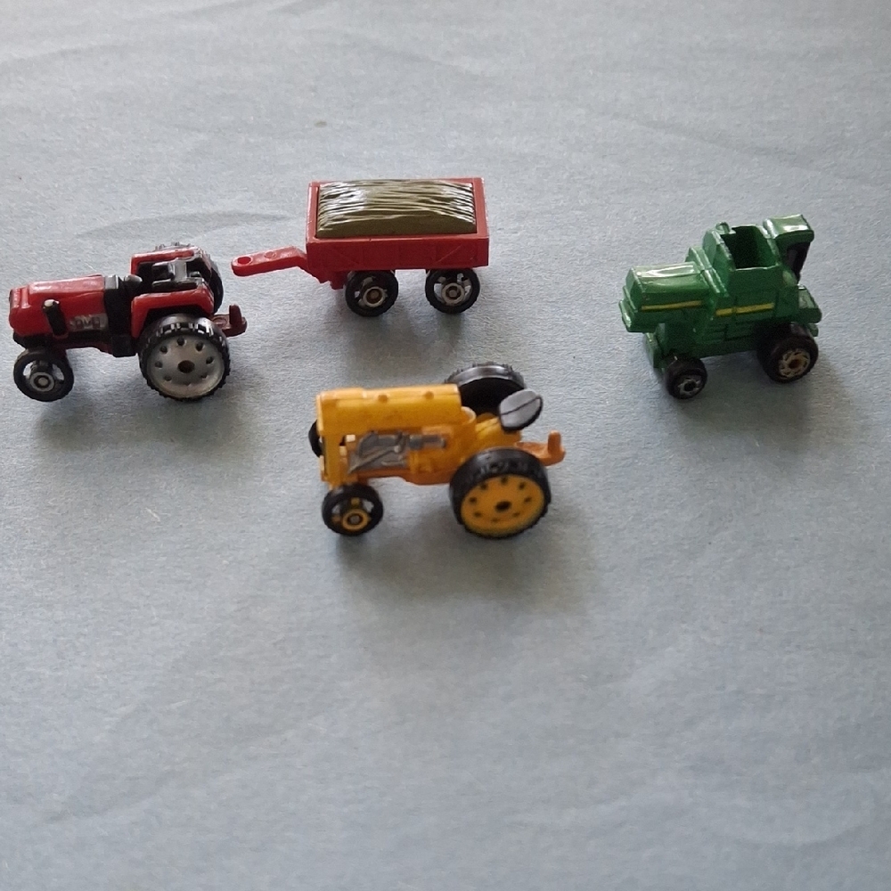 Red and Green Toy Farm Vehicles Set